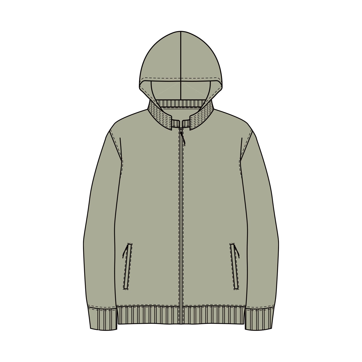 ripple hooded zip-up