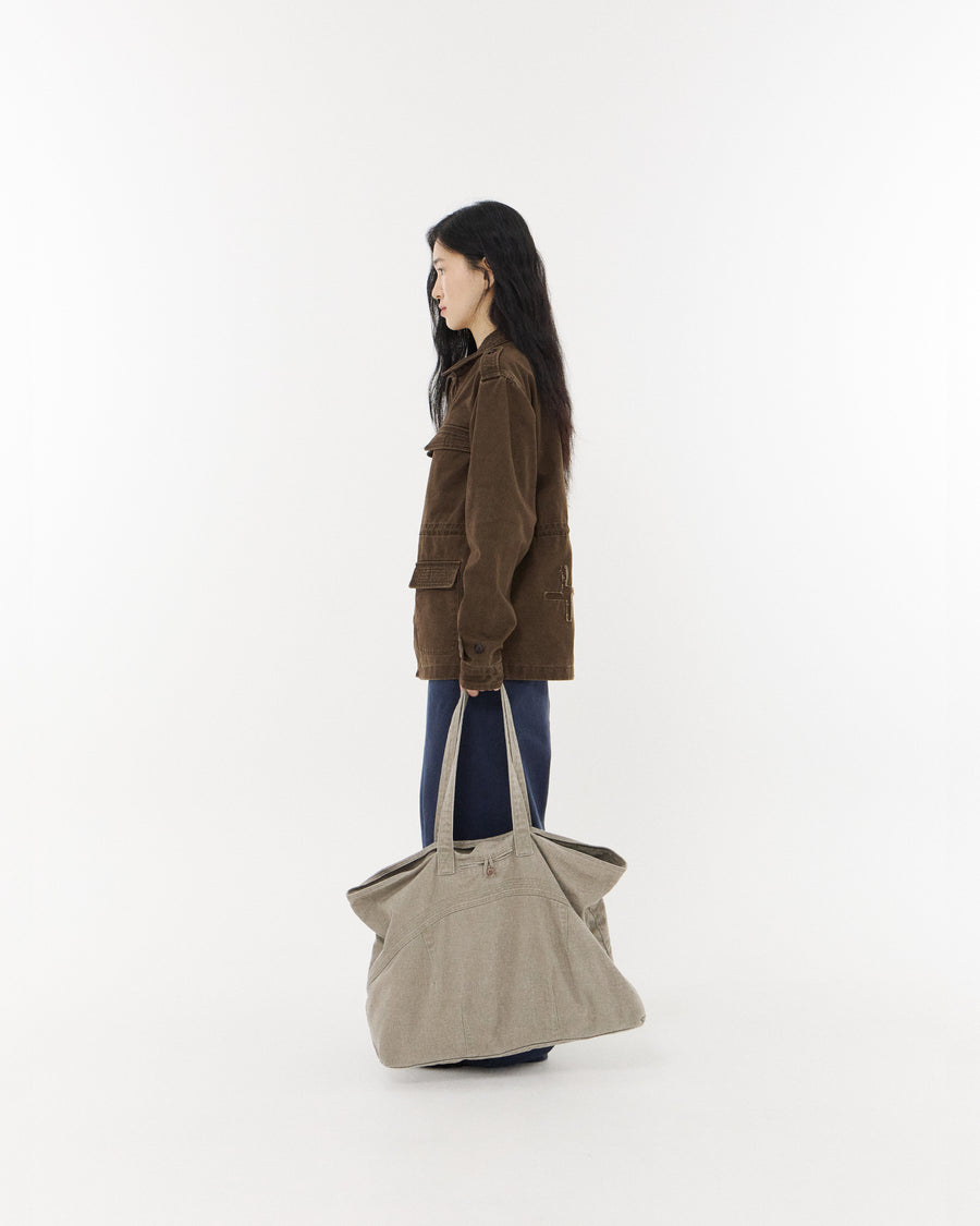 Washed Button Tote Bag